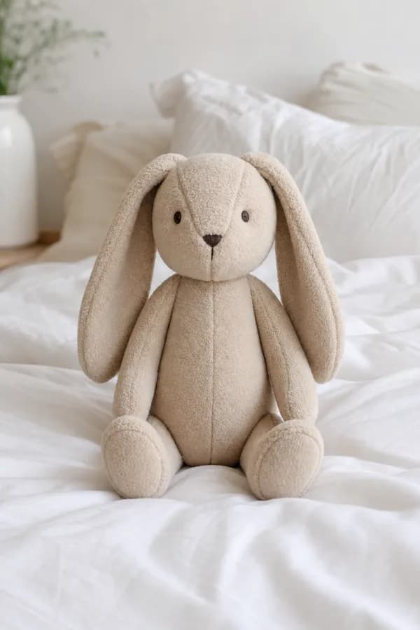 A plush bunny with long floppy ears